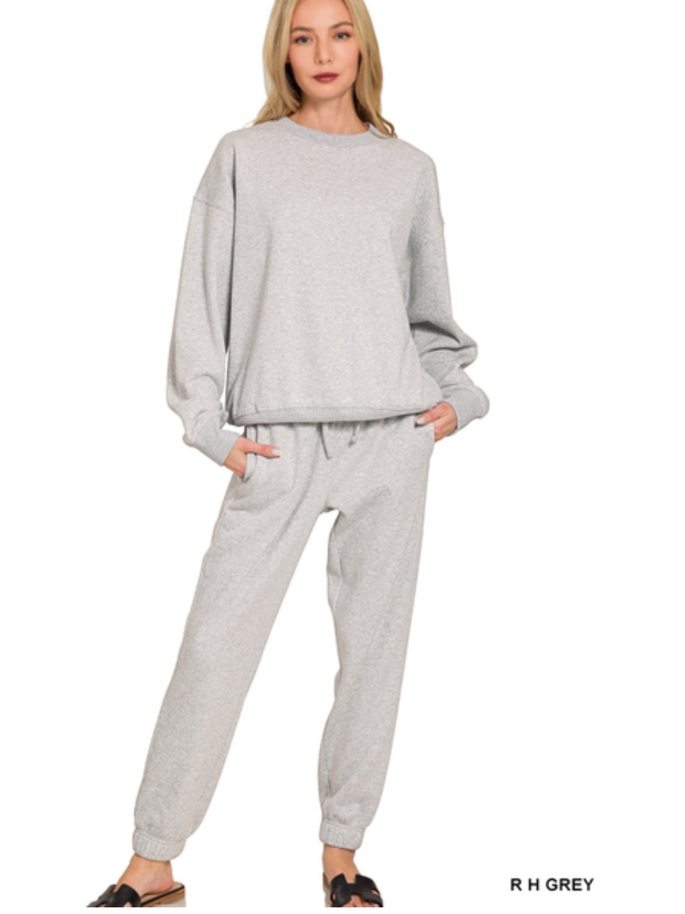 Grey ZENANA FLEECE LONG SLEEVE
PULLOVER & JOGGER SET